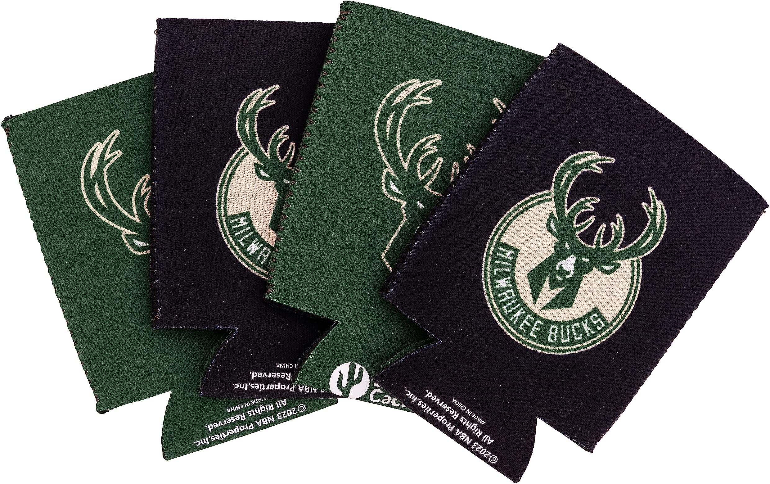 Desert Cactus NBA Can Insulator Beverage Cooler 4 Pack Foam Beverage Holder (4 Pack Can) (Milwaukee Bucks)