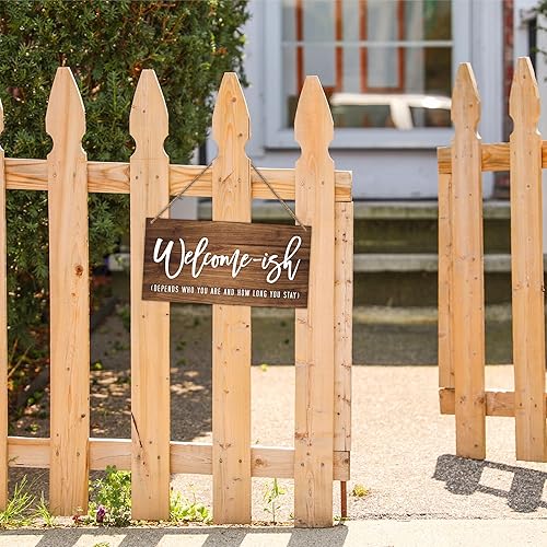 Miniatura 8 de No Admittance, Except On Party Business - Letrero colgante de madera, letrero rústico de puerta de 6 x 12 pulgadas con cuerda de sisal, camino de