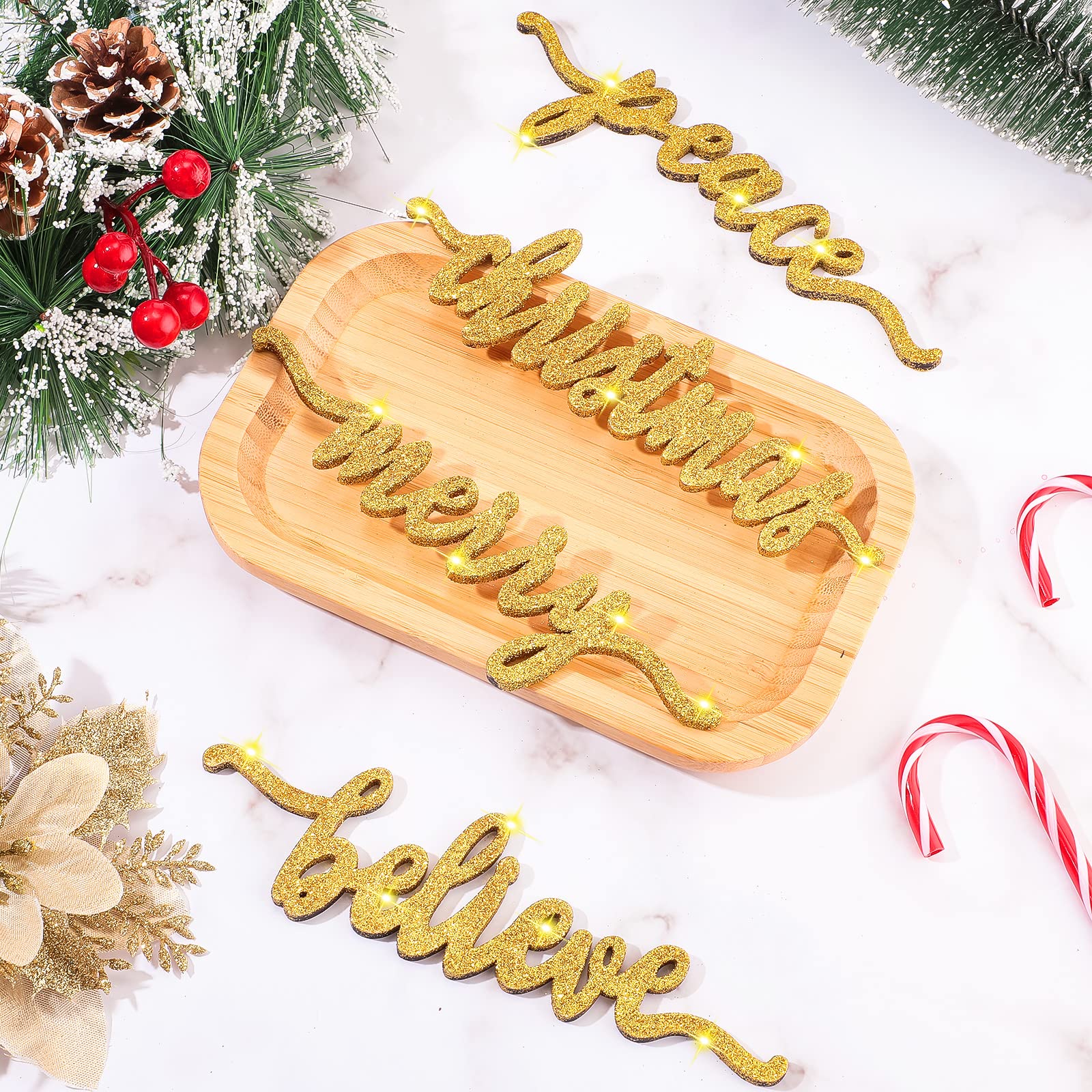 Amazon.com: Queekay 8 Pieces Christmas Wood Plate Letter Sign