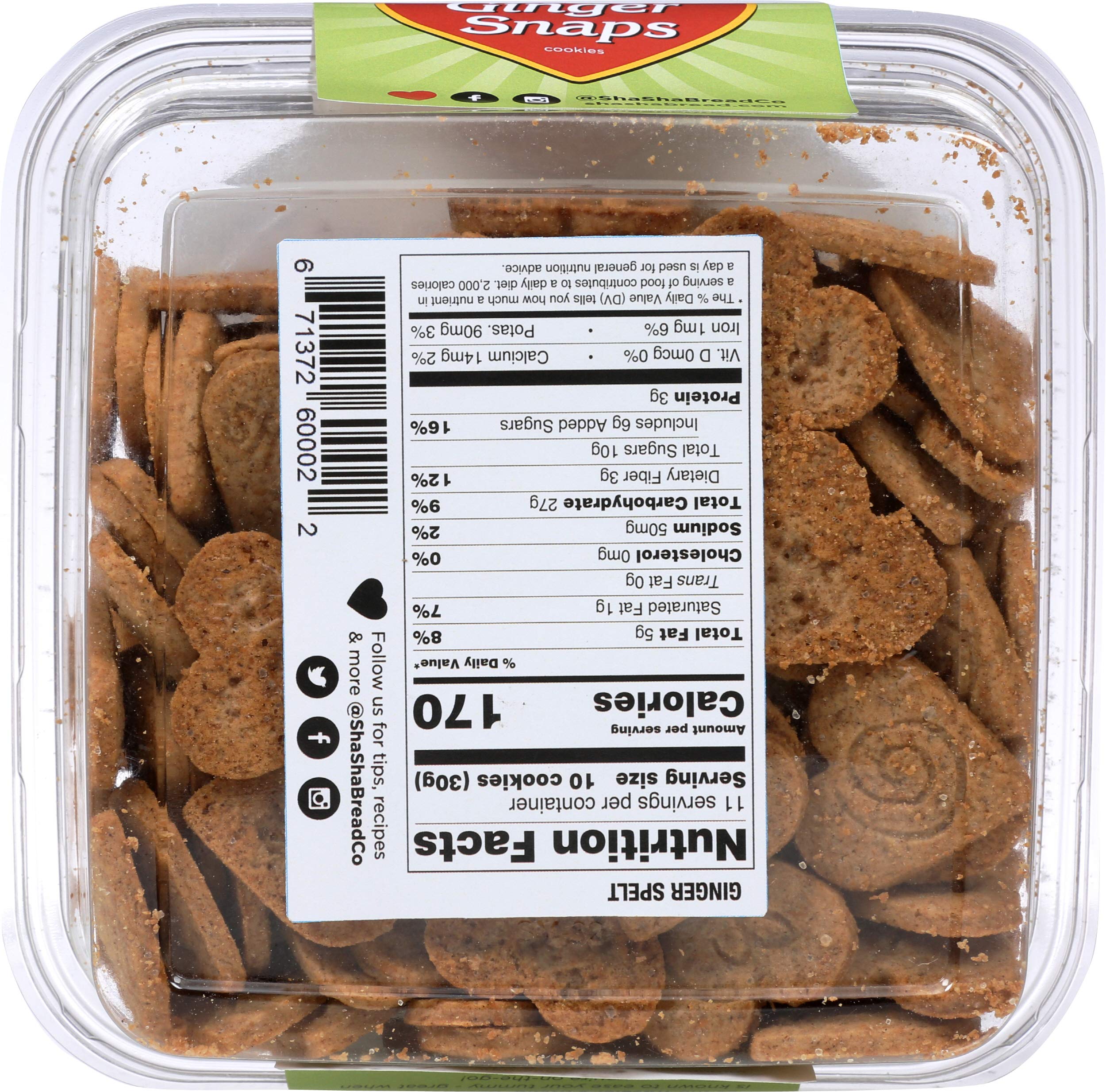Shasha, Cookies Spelt Ginger Snaps Organic, 12 Ounce | Grocery