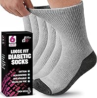 Vista 10 de Debra Weitzner Diabetic Socks For Men and Women Loose Fit Non-Binding Cotton Crew Socks 6 Pairs