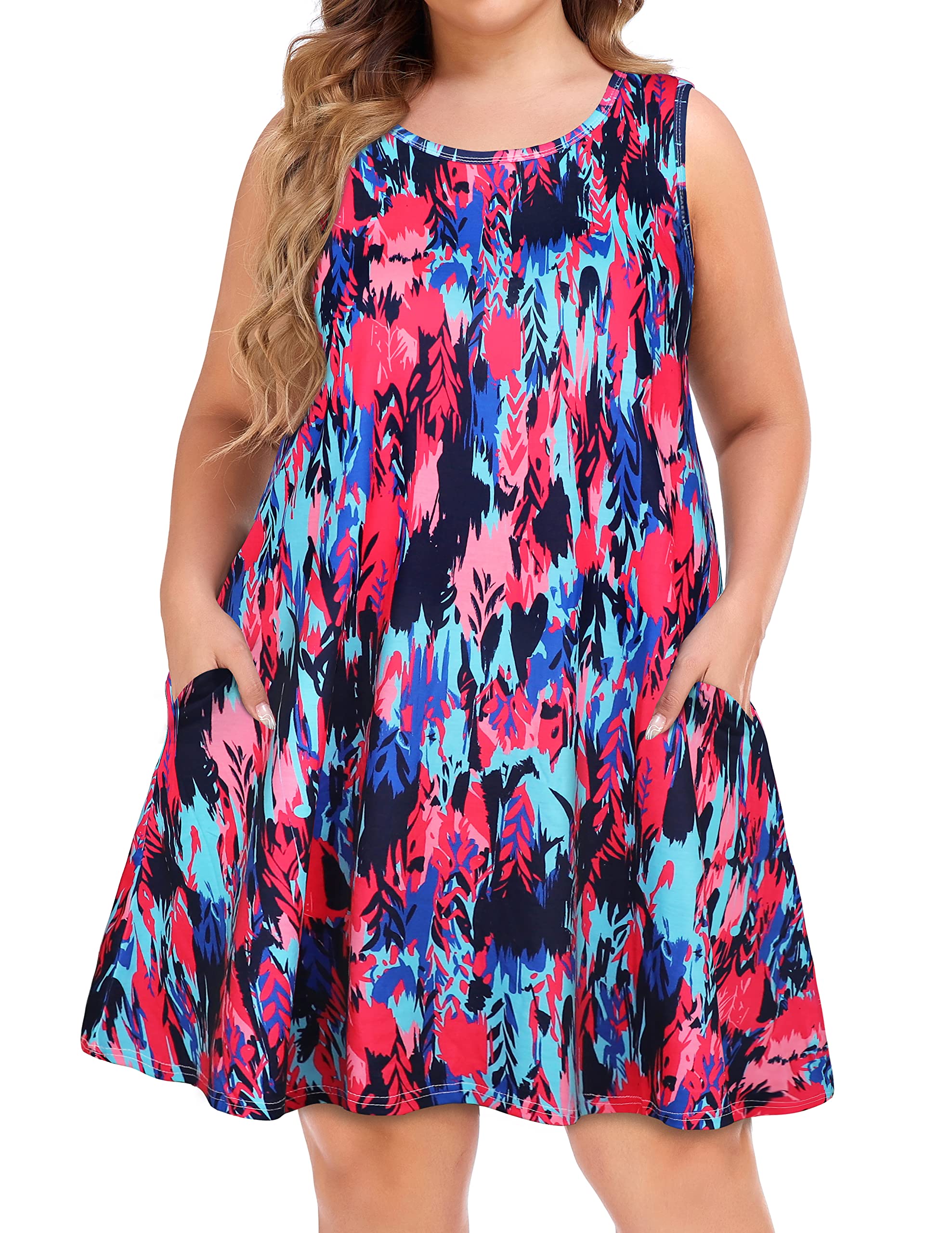 elescat Vestidos camiseros informales de verano para mujer, para la playa, de talla grande con estampado floral, manga corta suelta y fluida