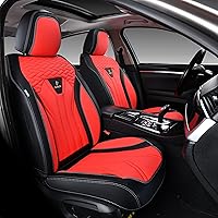 Vista 14 de FLORICH Fundas de asiento para automóviles, fundas de asiento impermeables, fundas de asiento de cuero para automóvil, paquete de 2, protector
