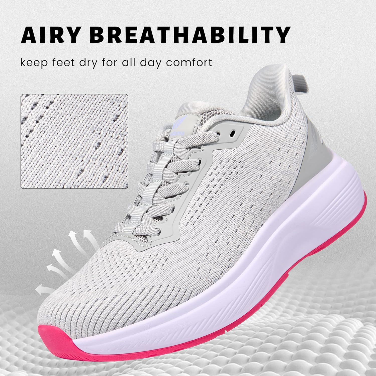 Wondamo Women's Walking Shoes Slip On Comfortable Rebound Running Tennis Shoes Lightweight Breathable Non Slip Supportive Athletic Fashion Sneakers, Light Grey/Purple, 8 US Women - Image 7