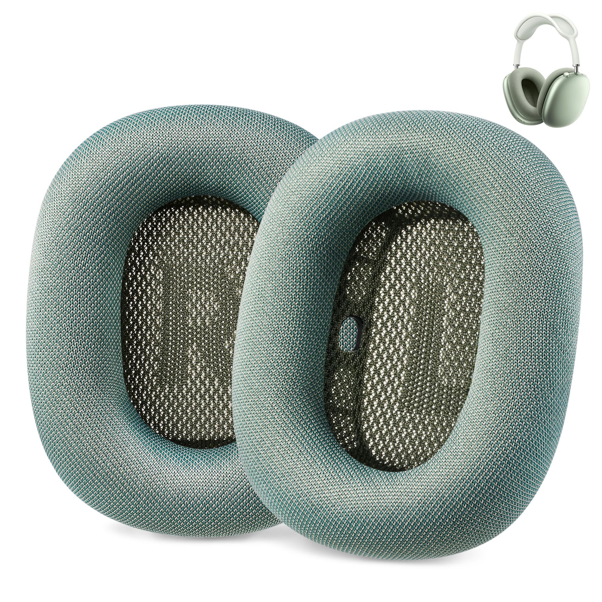 AHG Accessory House Global Upgraded Replacement airpods max Ear Cushions Pads Compatible with Apple AirPods Max Headphones (Green). Silicone Lined Mesh/High-Density Foam/Strong Magnet