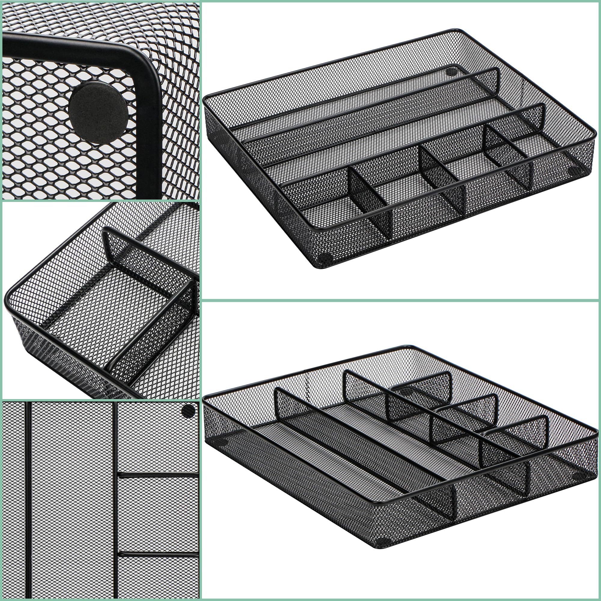 Annova Vassoio organizer per cassetti da scrivania, per organizzazione dell'ufficio, rete metallica, accessori e forniture per ufficio (Black)