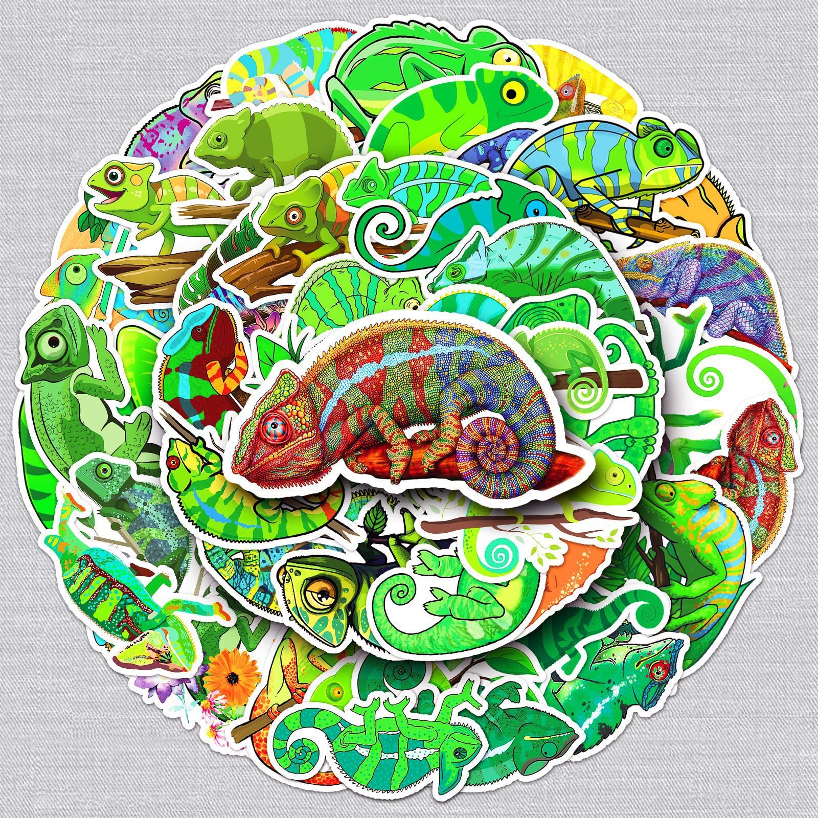50 Pcs Cute Chameleon Stickers for Kids Teens Adults Boys Girls Gift,Stickers Pack for Laptop,Skateboard,Luggage,Car,Bike