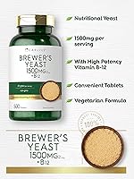 Vista 3 de Carlyle Brewers Yeast Tablets with Vitamin B12 1500mg 500 Count Non-GMO & Vegetarian Supplement