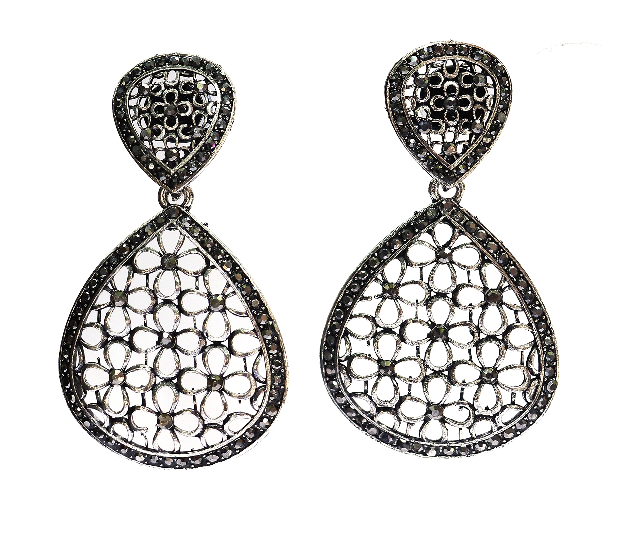 Oxidized drop earrings for women/ drop shape earrings, set of 1 ( 1pair)