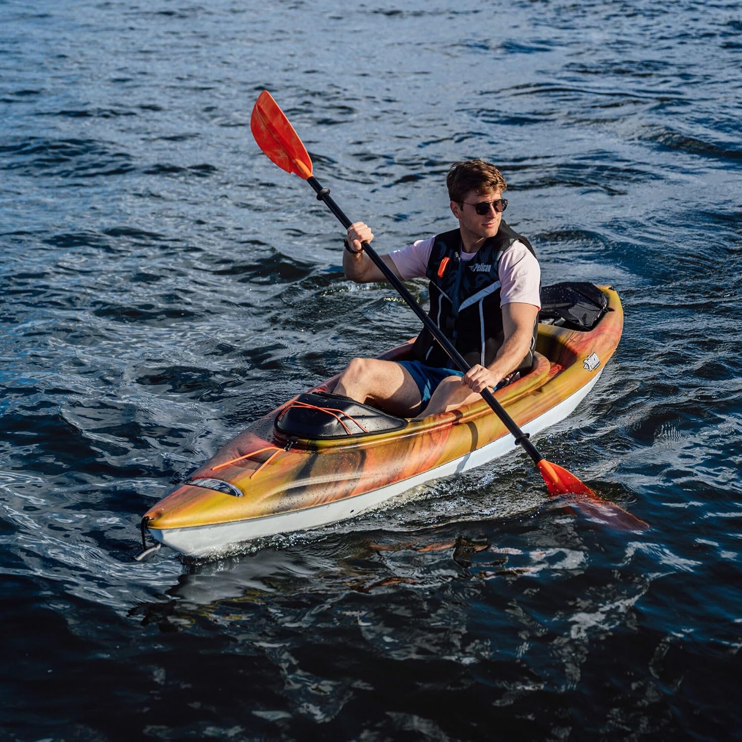 Pelican Orion 100X - Recreational Sit in Kayak - Lava - Lightweight Patented Ram-X™ Material - Ergoform™ Seating System - 10 ft