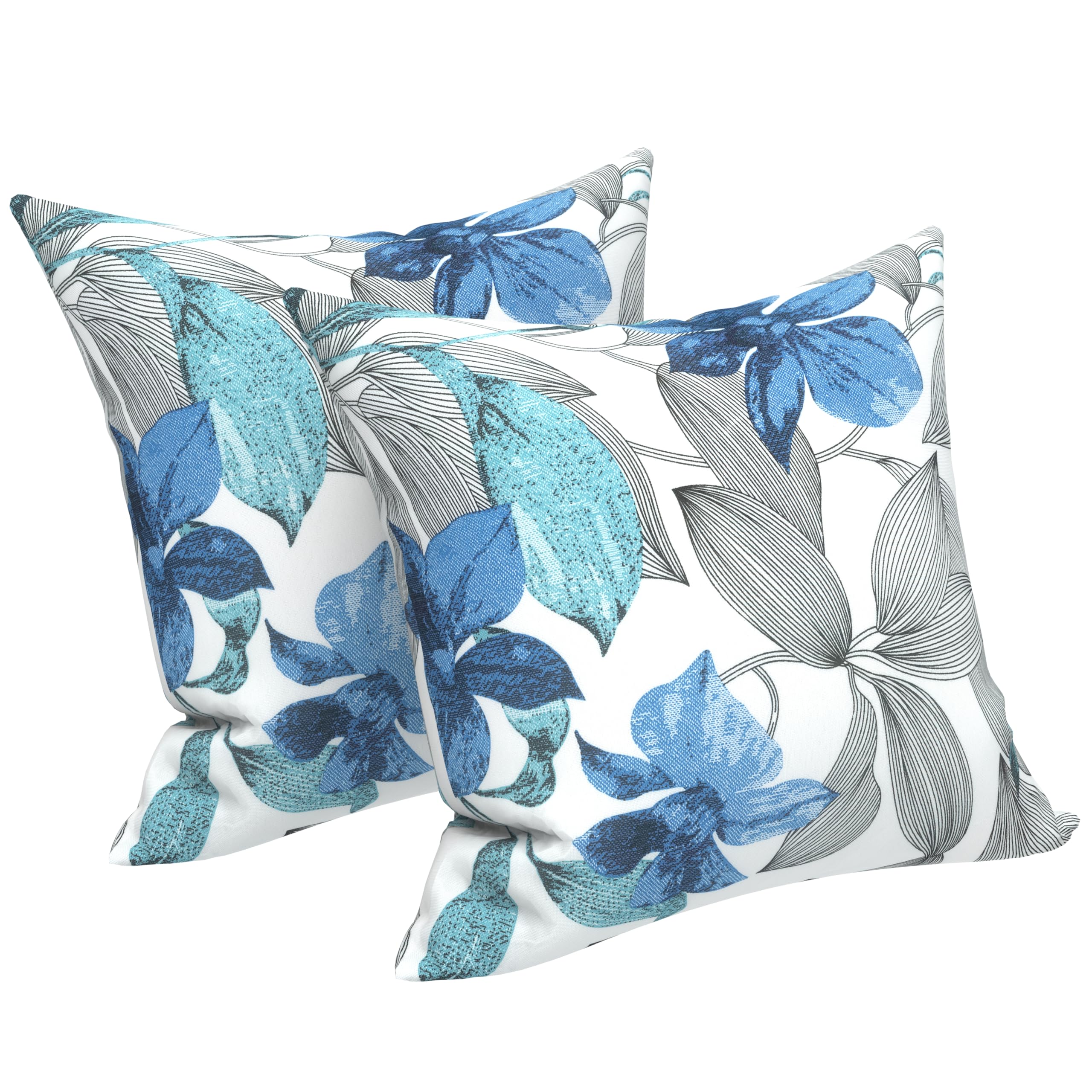LVTXIII Outdoor Throw Pillows, Decorative Throw Pillows with Inserts, 16"x16" Square Pillows for Bed, Couch, Sofa and Patio Furniture, Set of 2,