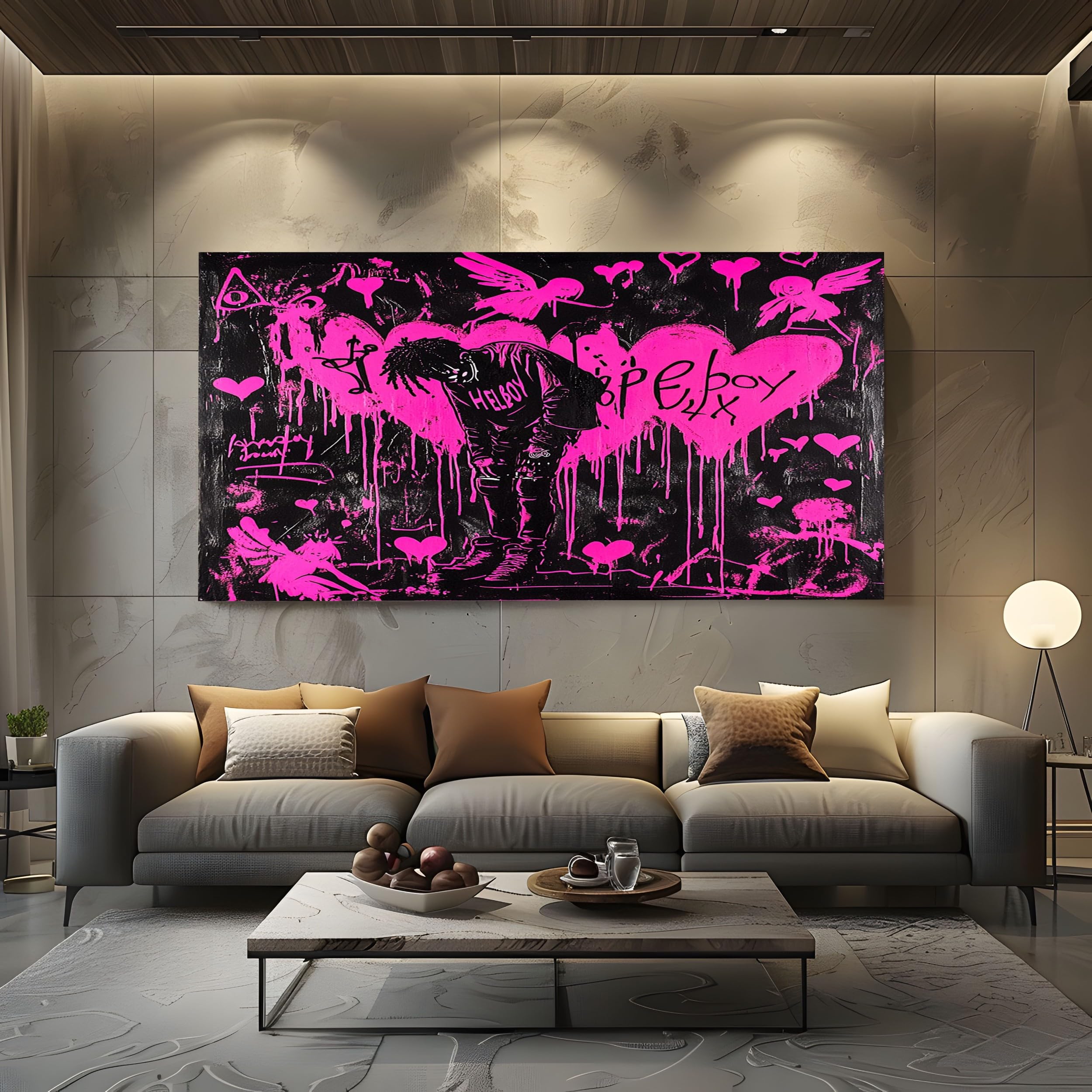 ZORYAN Graffiti Hip Hop Art Quadri Moderni su Tela Senza Cornice 70x140cm | per Soggiorno e Camera da Letto Stampe Decorazioni da Parete Viola Quadri Moderni Soggiorno e Camera da Letto