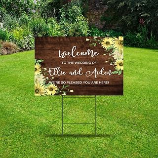 Welcome to Our Wedding Lawn Signs with Stakes Lawn Decoration Props for Garage Sale 12x18 Double Sided Yard Lawn Sign Initials Established Date Corrugated Plastic Yard Lawn Sign for Rent Guidepost