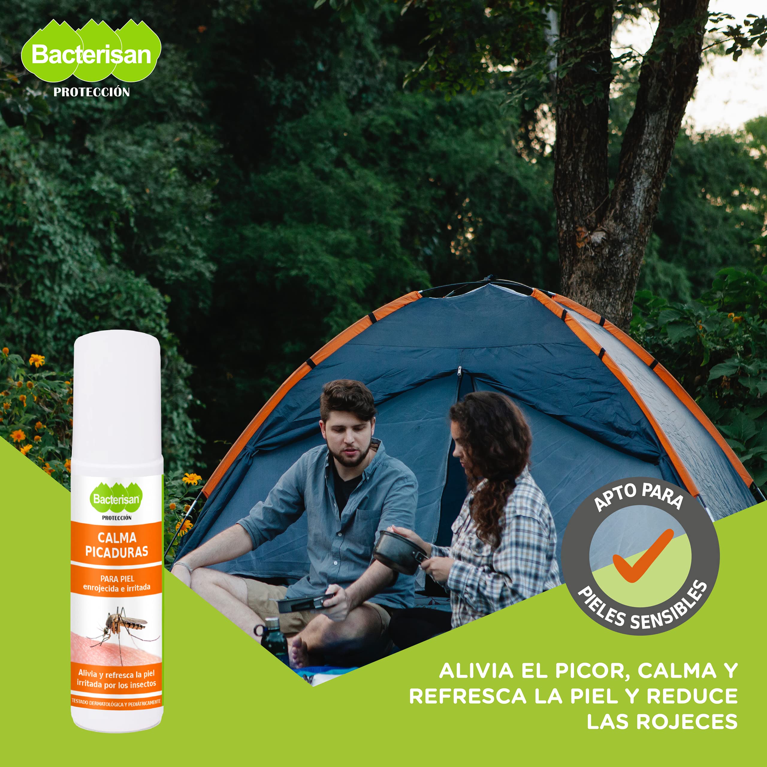 BACTERISAN Dermo Roll On, lenisce le punture d'insetto, allevia il prurito e lenisce la pelle, effetto rinfrescante, adatto a bambini e adulti 15 Ml, trasparente