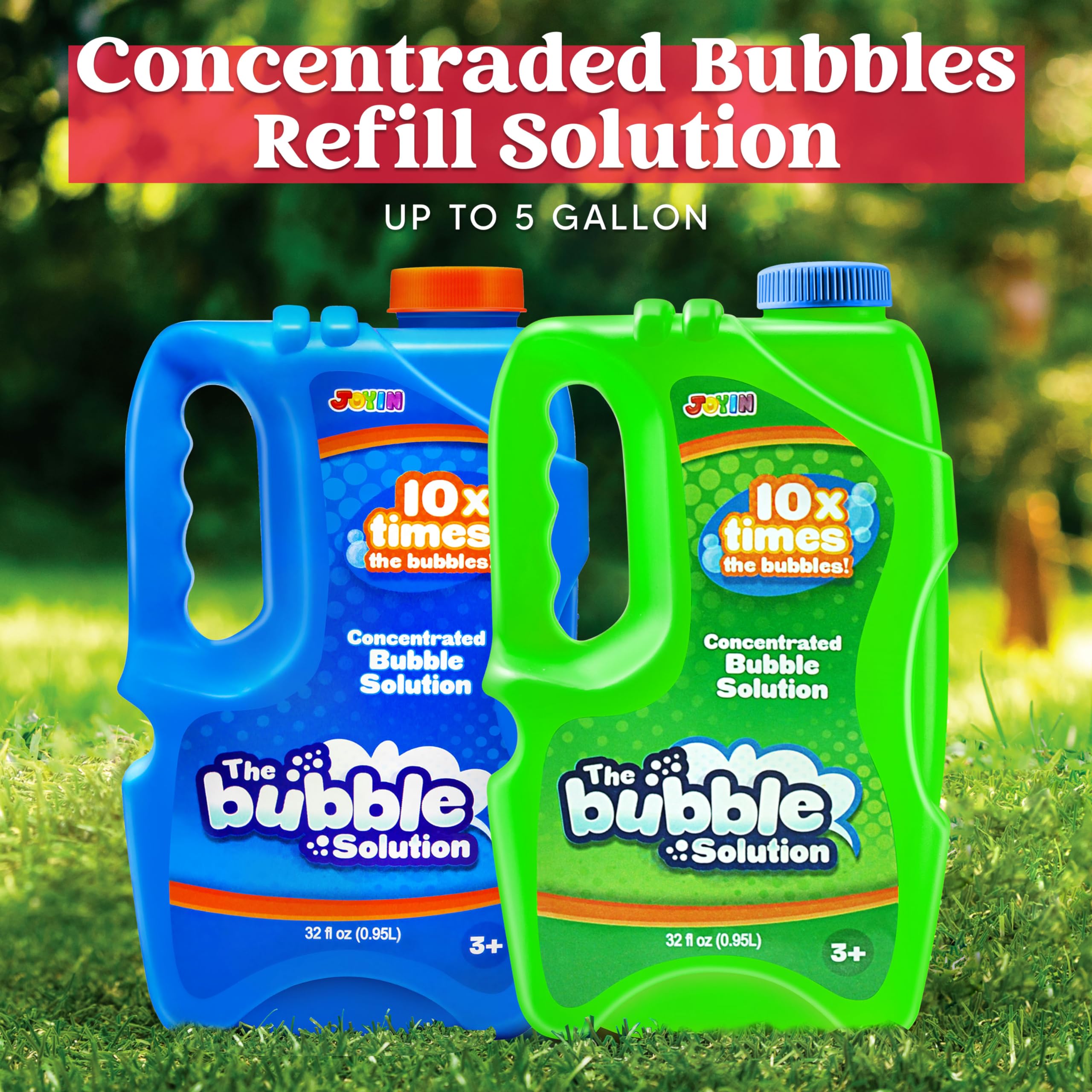 Soluciones de recarga de burbujas de 2 botellas de 64 onzas (hasta 5 galones), solución concentrada para máquina de burbujas, pistola, varita, líquido de recarga de verano, juguetes de Pascua 2