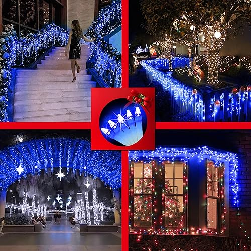 Miniatura 5 de 792 luces LED de Navidad para exteriores con 176 gotas, cortina de luces colgantes de 82 pies, 8 modos, luces de hadas de Navidad con temporizador y