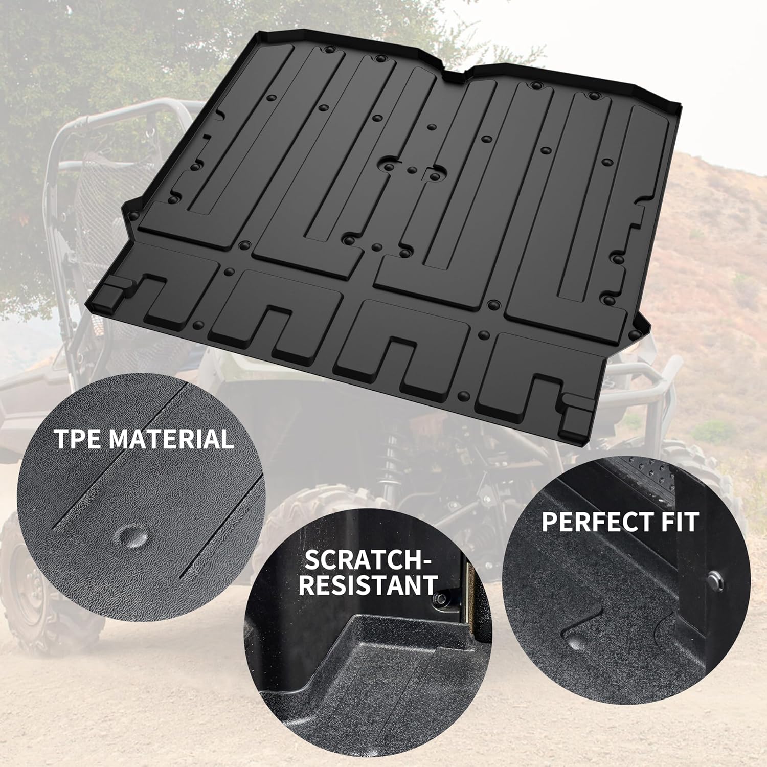 KEWISAUTO TPE Bed Mat Liners for 2014-2025 Honda Pioneer 700-4, Rubber Rear Cargo Bed Mat All Weather Protection Slush Liner for Honda Pioneer 700 4P 2014-2025 Accessories, Replace #0SP42-HL3-201