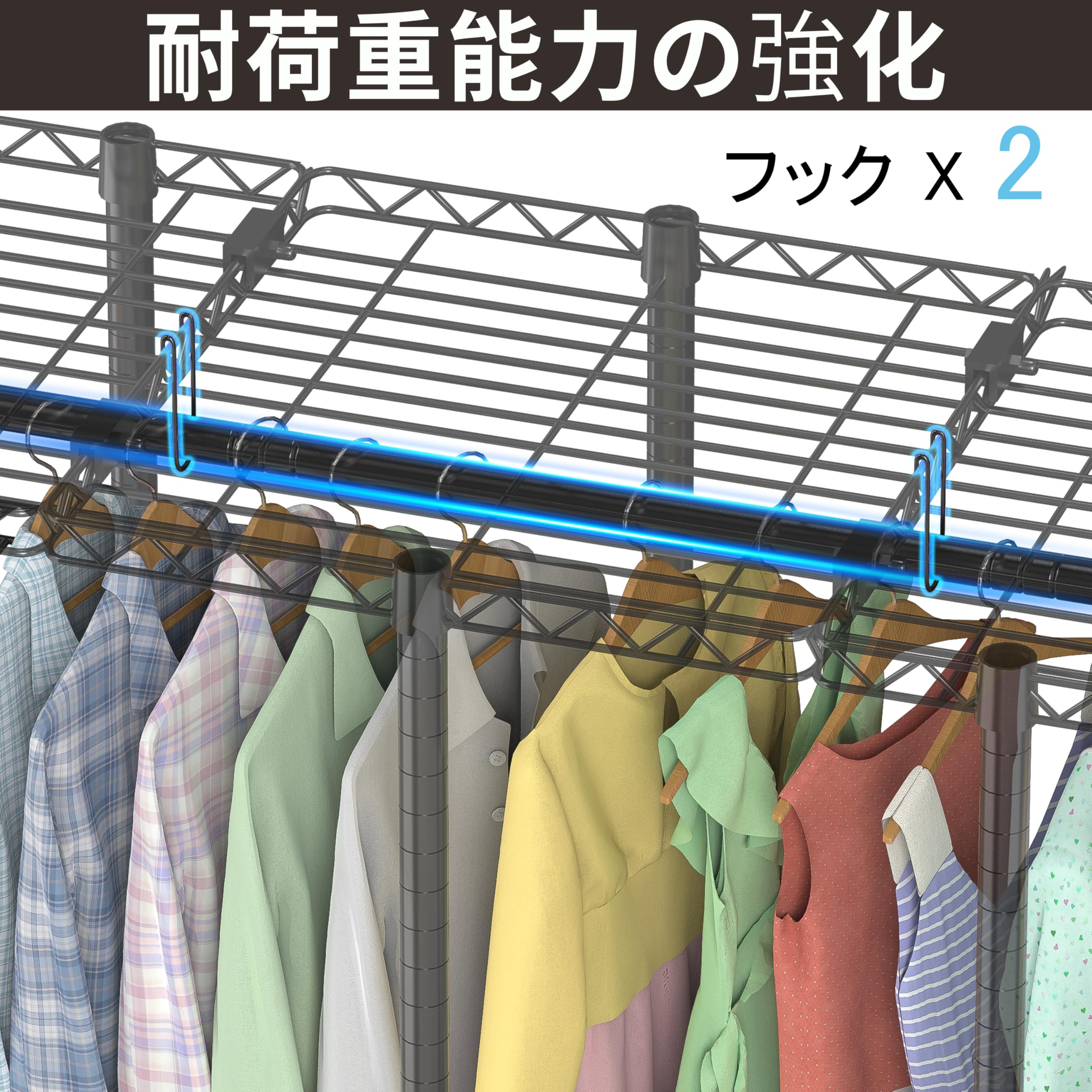 Amazon｜AQRA ハンガーラック 頑丈 4層 大容量 ワードローブ 4つの