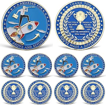 10 Pcs Employee Appreciation Coins Going Above and Beyond Recognition Coins Staff Appreciation Gifts Inspirational Thank You Coin for Coworkers Motivational Office Gifts Desk Decor