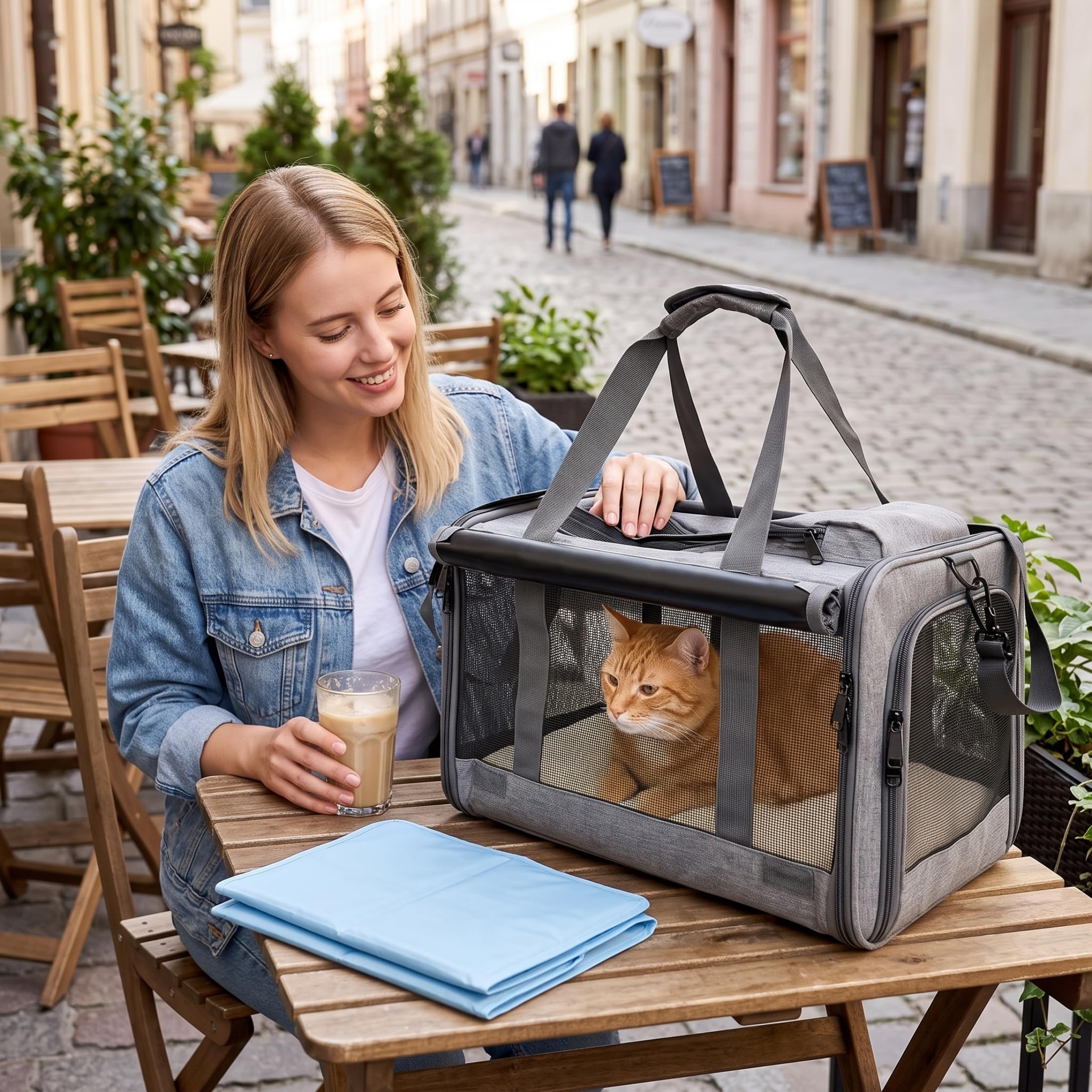 Borse per trasportini per gatti Borsa per animali domestici Borsa per cani da trasporto per cuccioli (20 libbre) Grigio