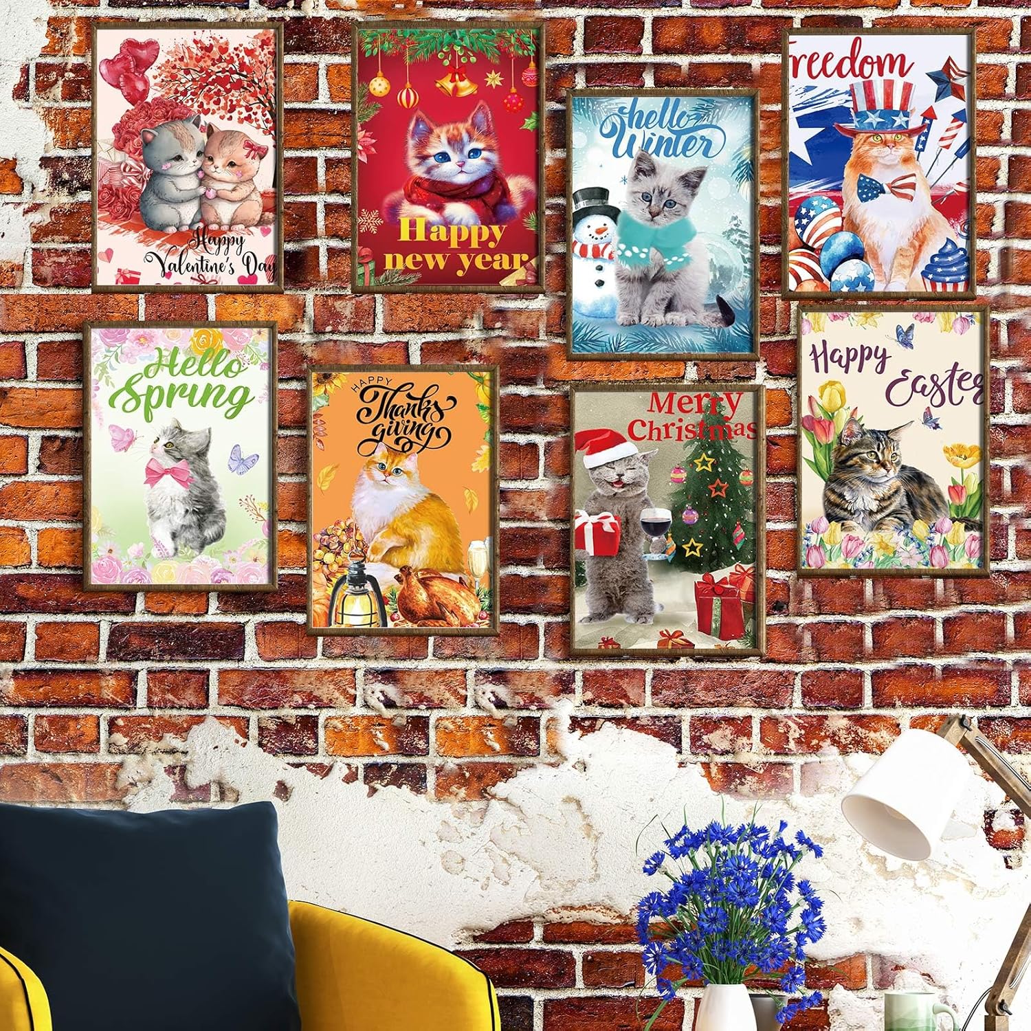 Sinmoe 12 Pieces Valentine DIY Diamond Art Kits 5d Cat Diamond Painting Kits for Adults Diamonds Paintings for Kid Parents Children Beginners, 12 x 16 Inch