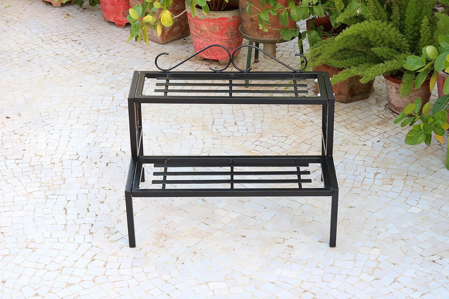 Metal Roots Metal Outdoor Plants Pots Stand (2 Tier Stand) Amazon.in