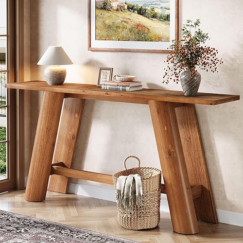 Mesa consola de madera maciza, 70.9 pulgadas estrecha y larga para sofá detrás del sofá, muebles de entrada de madera para sala de estar, entrada,