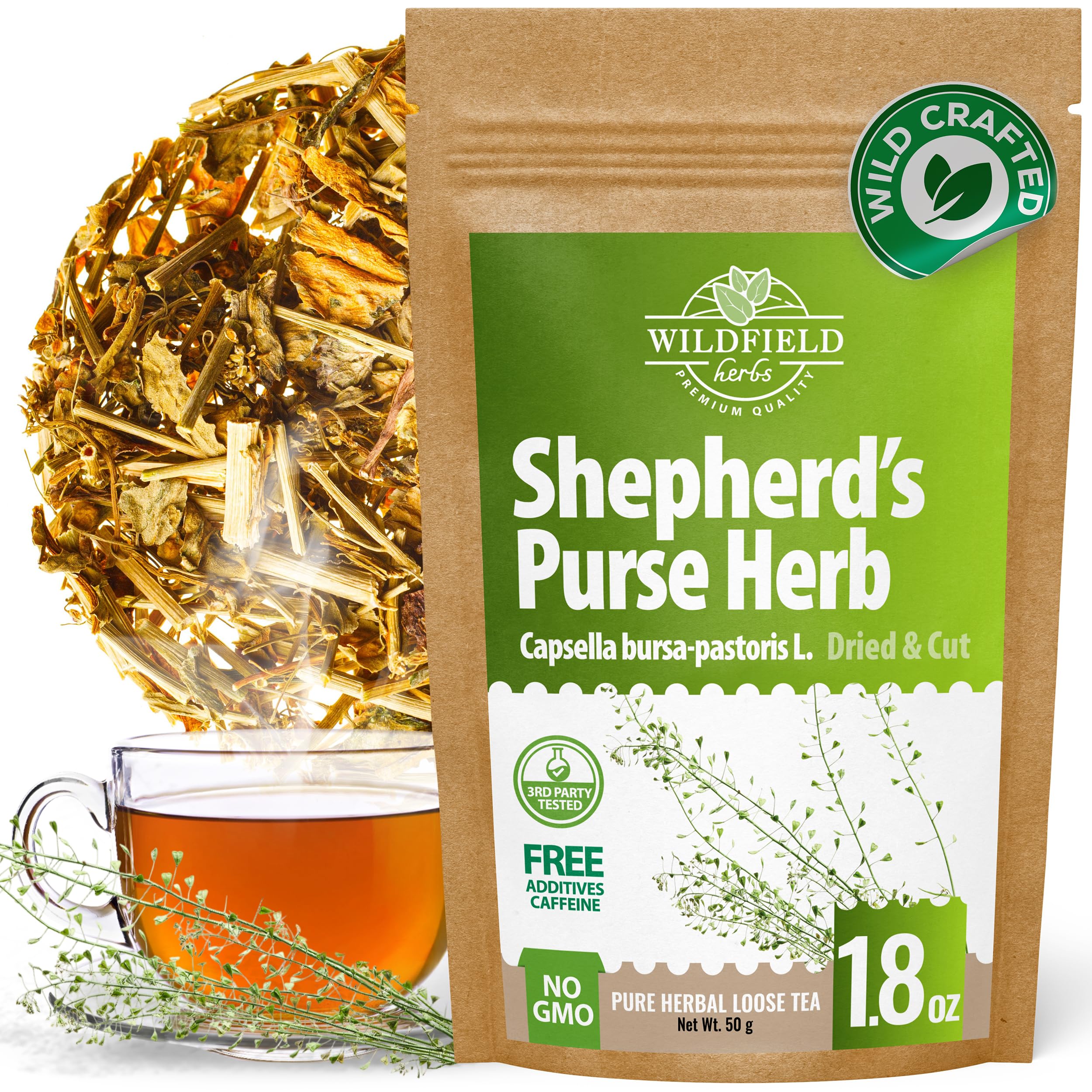 1.8 oz. Shepherds Purse Herb Bulk Herbal Tea Shepard Purse Herb (Capsella Bursa-Pastoris) - 50g Tea Bolsa De Pastor