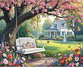 White Mountain 1000 Piece Jigsaw Puzzle Spring Garden Blossom Scene Puzzles with Large Pieces Gift for Adults and Family 24"x30" - Under Pink Blooms