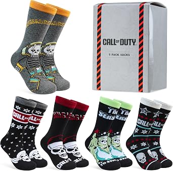 Call of Duty Socks for Men Pack of 5 Calf Socks Gaming Soft Comfortable for Work Sports Casual Daily Wear Gaming Gifts for Men