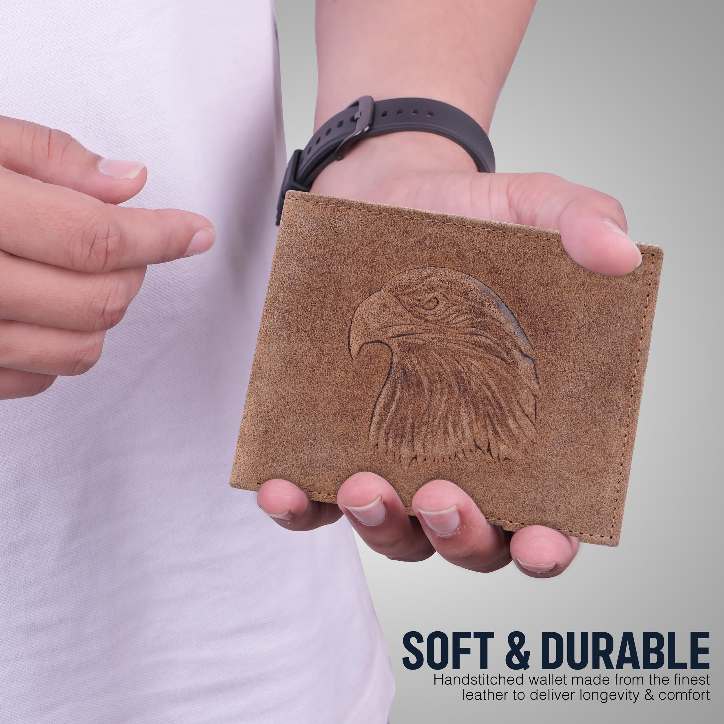 The Wallet Store Eagle Emblem Genuine Leather Wallet For Men