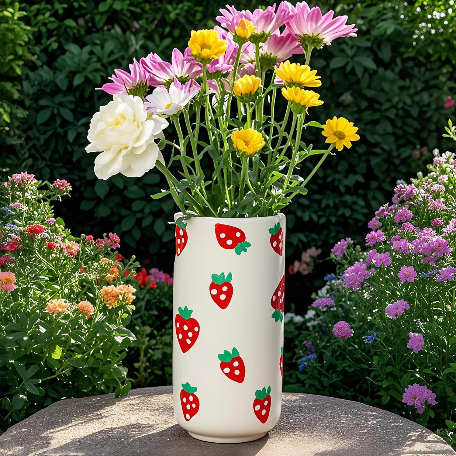 Strawberry Ceramic Vase - Unique Floral Decor