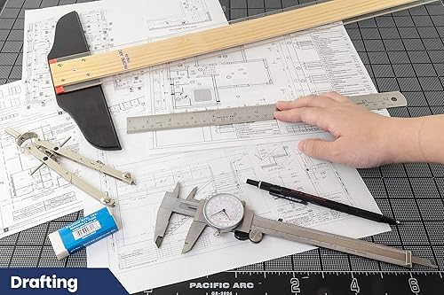 Vista 55 de Pacific Arc Regla de acero inoxidable de 36 pulgadas con tabla de conversión de pulgadas/métrica