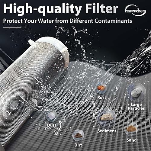 Miniatura 10 de iSpring Sistema de filtro de agua para toda la casa y filtro de agua de sedimentos giratorio WSP50ARB, reutilizable con módulo de descarga
