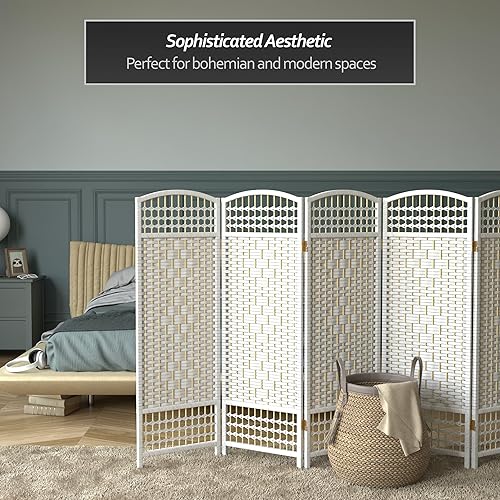 Miniatura 6 de Pantalla plegable de tejido de fibra corta de 4 pies - Blanco - 6 paneles Blanco,Negro -,Beige oscuro,Rojo oscuro,Beige claro,Natural,Mocha oscuro