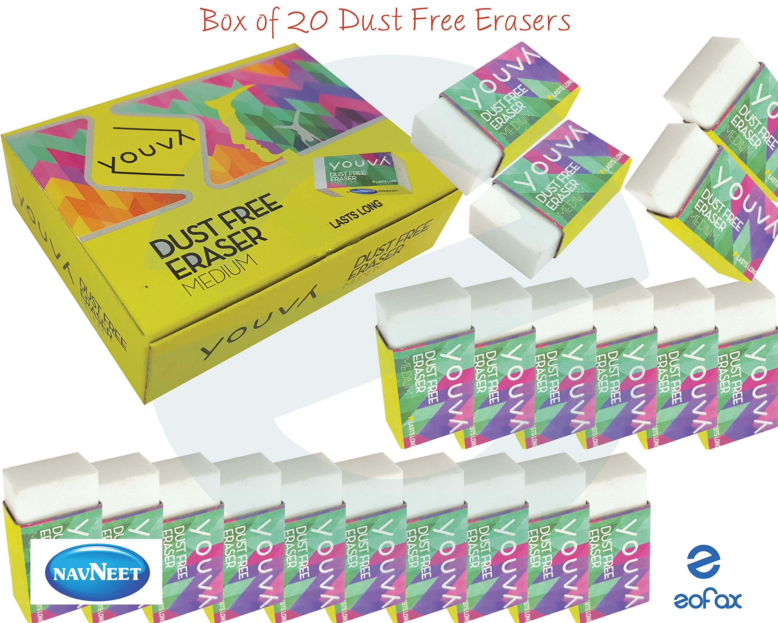 YOUVA20 Pieces Medium Erasers For School Office Nursery Drawing Party Bag Gifts