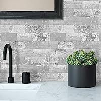 Vista 16 de DEWOO 20 hojas de azulejos de pared autoadhesivos estilo rustico para despegar y pegar para cocina estilo granja, aspecto de madera sintética