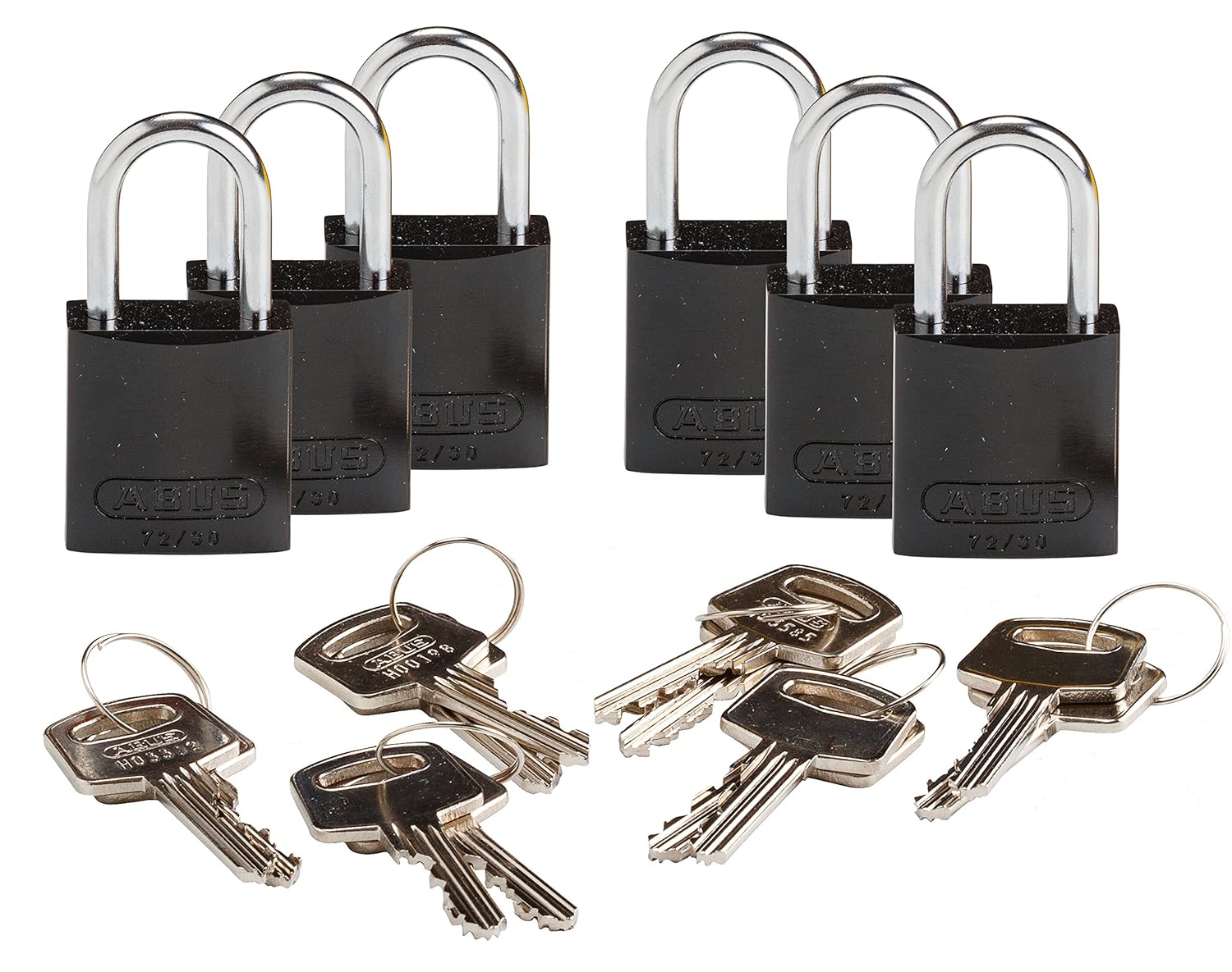 Brady 133266 Keyed Padlock, Different Key, Aluminum (Pack of 6)