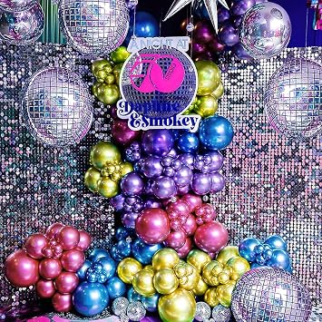 141Pcs Metallic Balloon garland arch kit Disco Dance Party decorations