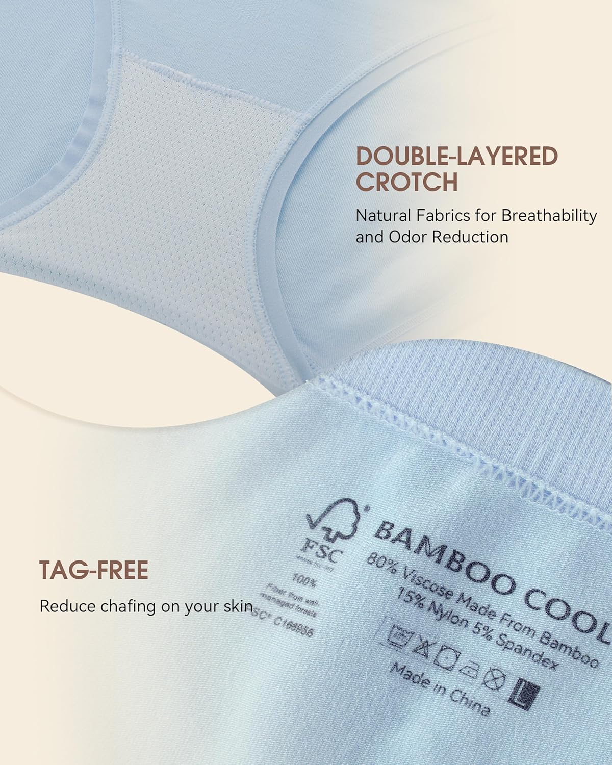 BAMBOO COOL Women's Underwear Ladies Brief Seamless Panties Moisture Wicking Stretchy Full Coverage - Image 5