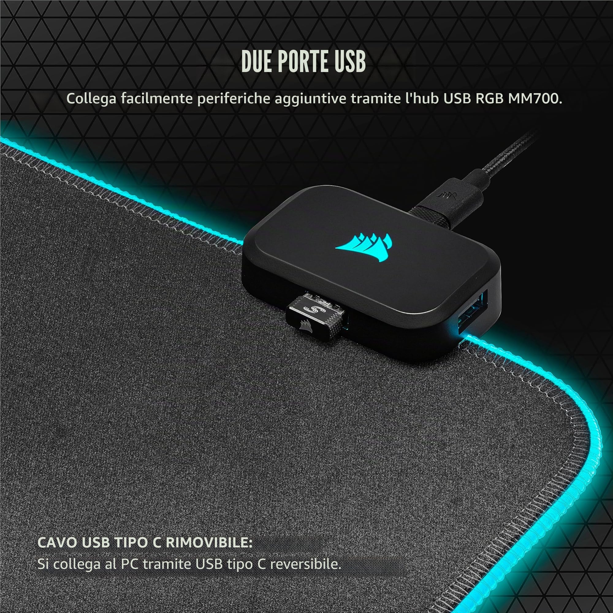 Corsair MM700 RGB EXL Tappetino Mouse, Nero