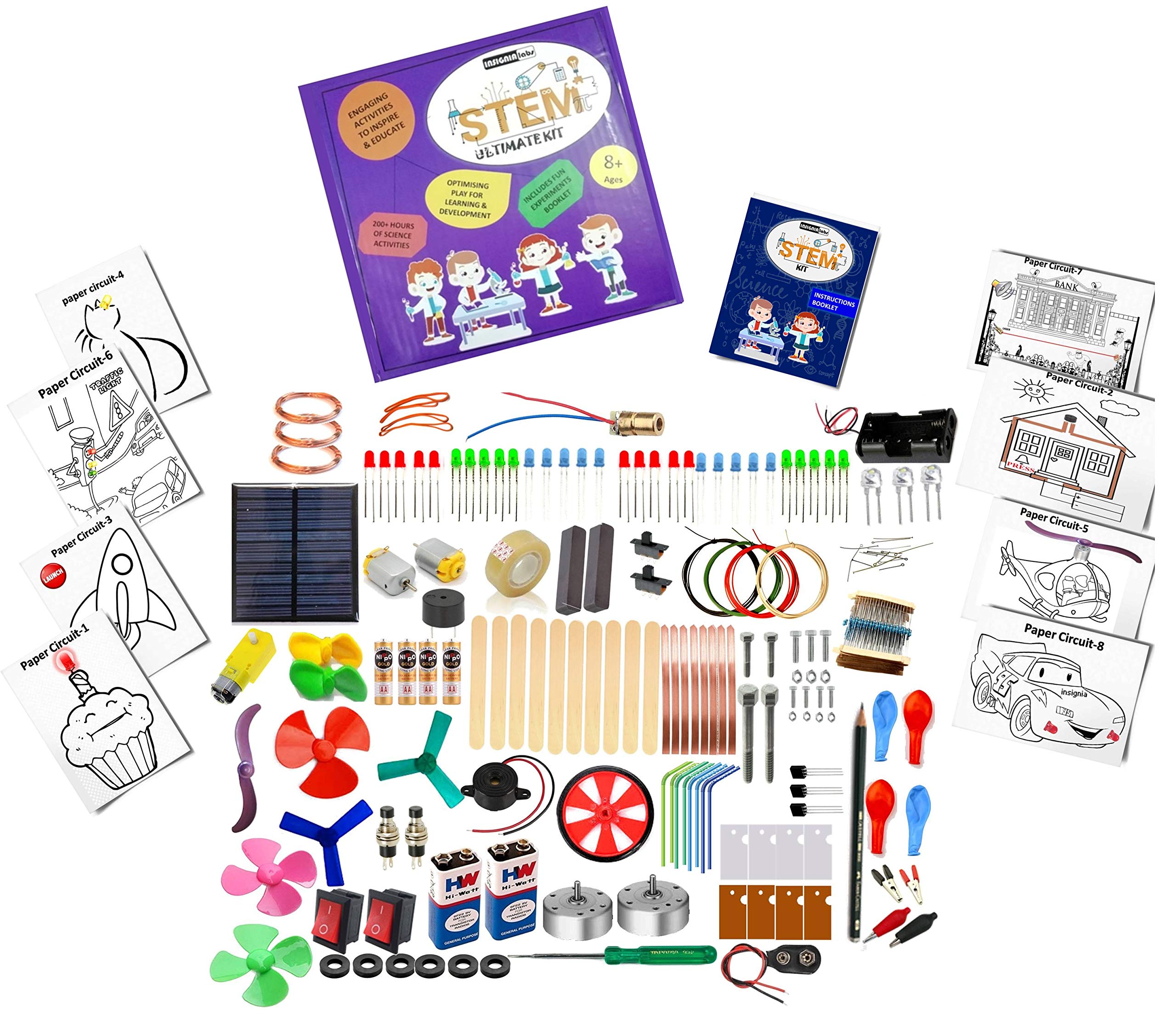 insignia labs - stem ultimate kit | 200+ hours of science & fun activities | stem learning kit for kids 8+ years- Multi color