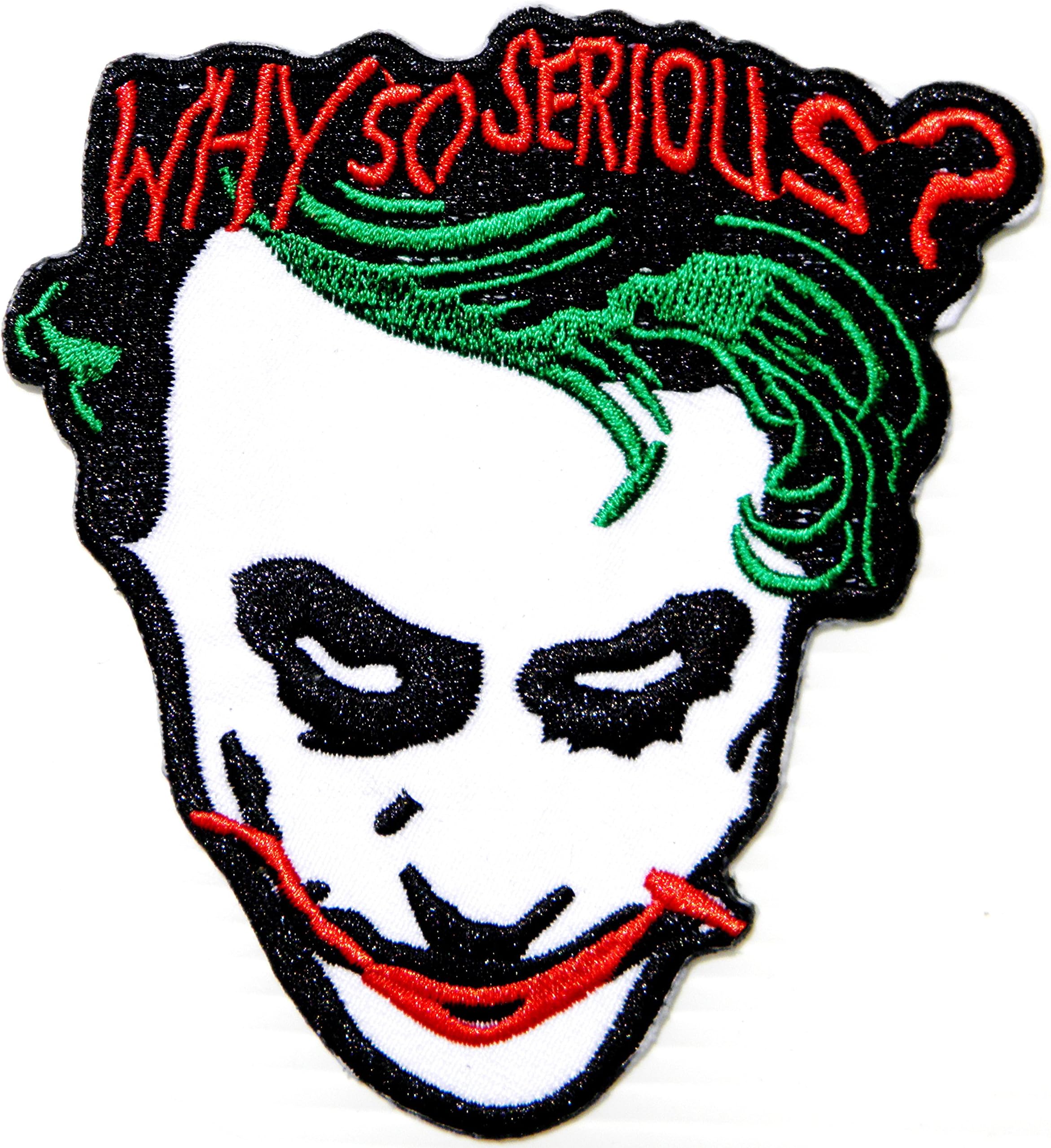 WHY SO SERIOUS ? The Joker Logo Halloween Jacket T-shirt Patch Sew Iron on Embroidered Craft Sign Badge Costume