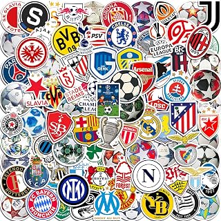 105 Soccer & Soccer Club Team Stickers for Water Bottles Scrapbooking Laptops Luggage Gifts for Kids, Teens and Adults Vinyl PVC Waterproof Decals