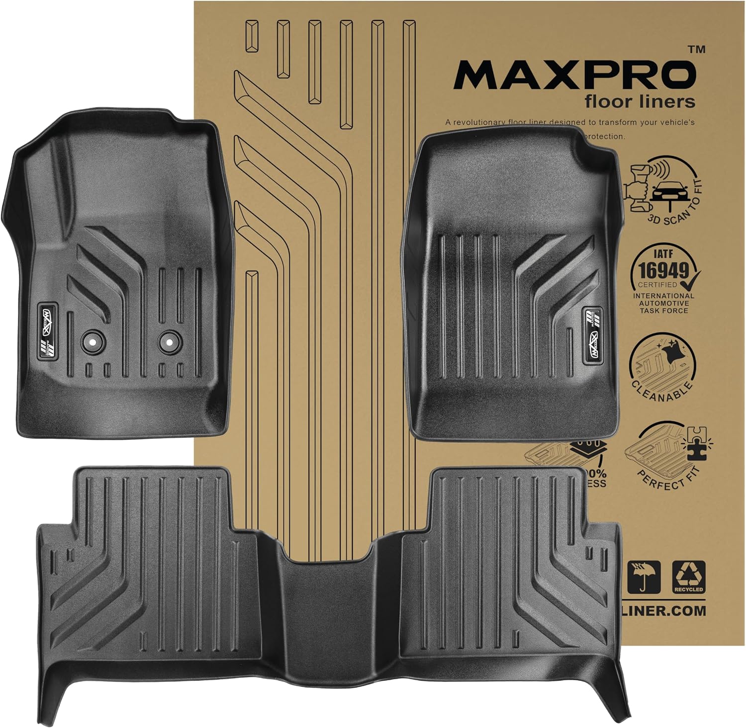 Premium MAXPRO Floor Mats for 2016-2022 Chevrolet Colorado 1st&2nd Row Set All Weather Mat Waterproof TPE Truck Floor Mats Custom Fit Automotive Floor Mats Chevy Colorado Accessories Car Mats Full Set