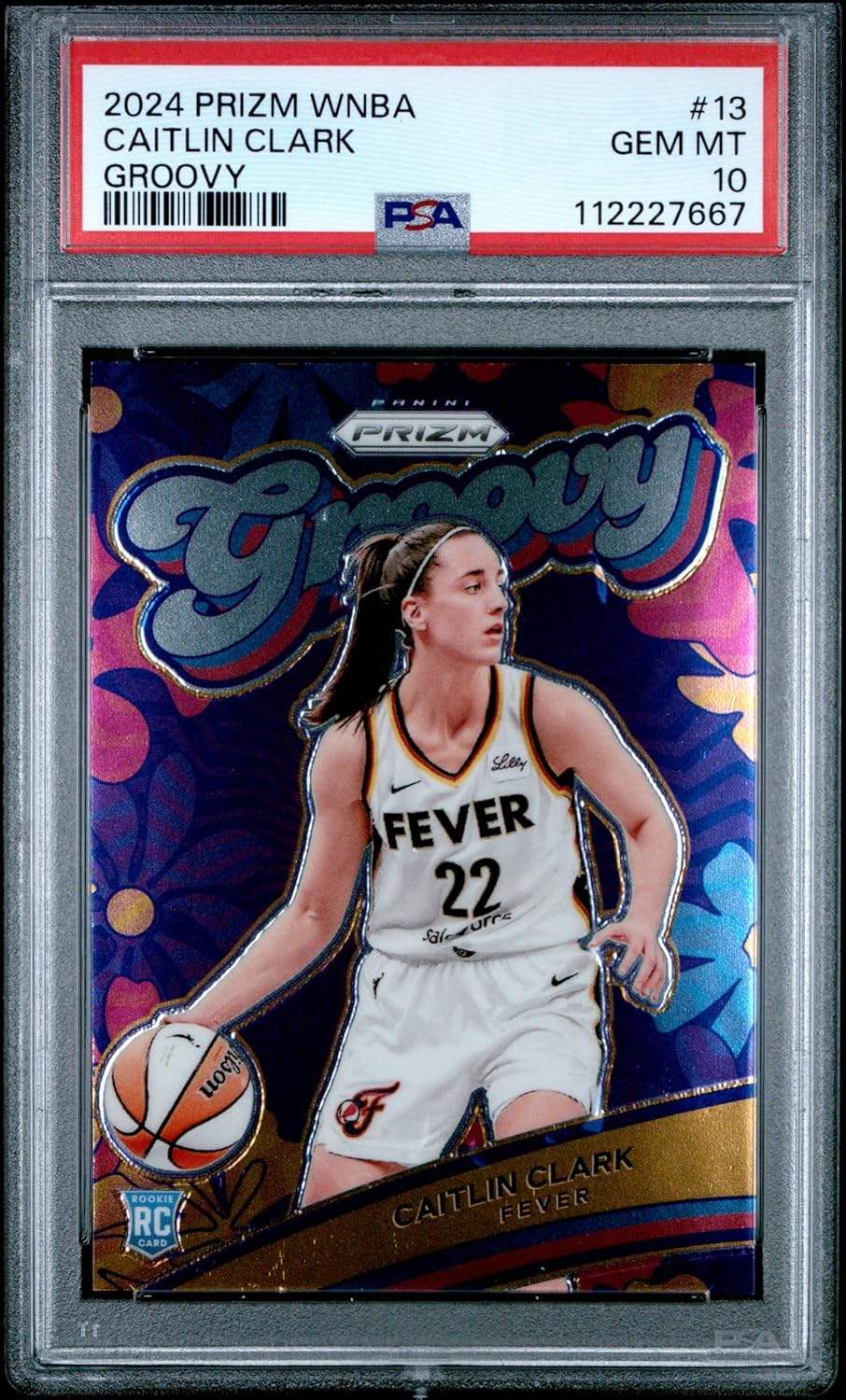 Graded 2024 Panini Prizm Caitlin Clark #13 Groovy Rookie RC Basketball Card PSA 10 Gem Mint