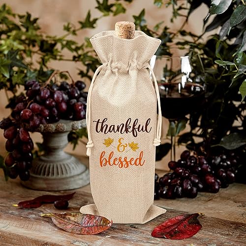 Miniatura 6 de Bolsa de vino de Acción de Gracias, bolsa de regalo de vino bendecido de otoño para inauguración de la casa, cumpleaños, regalos de Navidad,