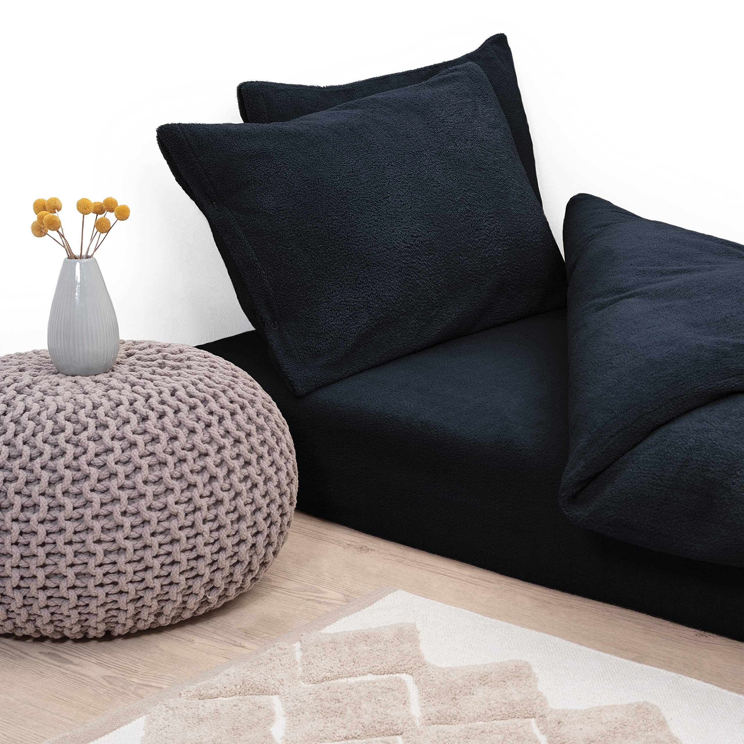 Blumtal Ropa de Cama de 200 x 260 cm y 2 Fundas de Almohada de 40 x 80 cm, Lujosa, Supersuave, Ropa de Cama de Invierno, Ropa de Cama de Felpa Transpirable, Azul océano Oscuro, Azul