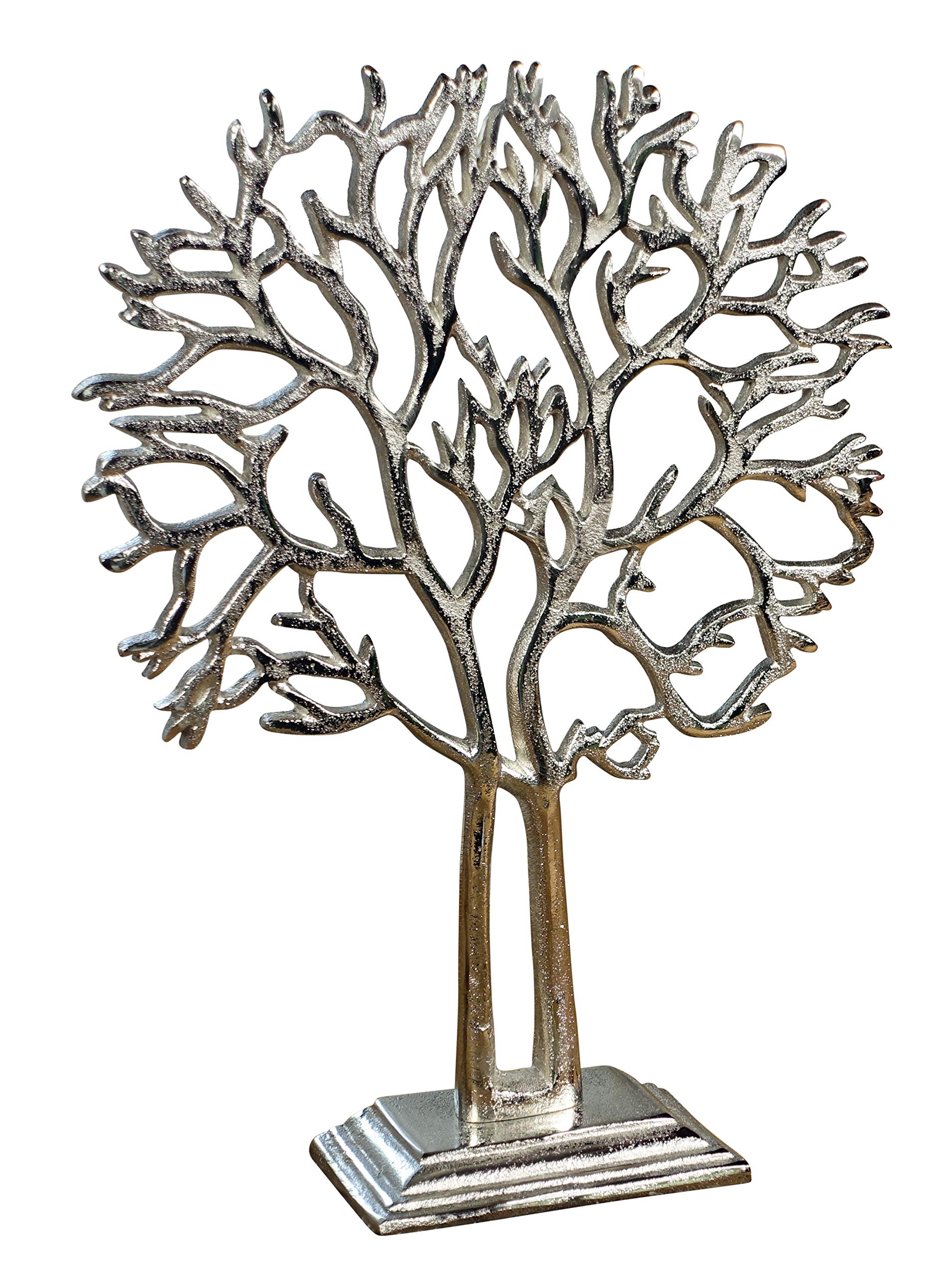 Schmuckbaum Schmuckständer Schmuckhalter Lebensbaum Dekobaum Aluminium Silber - Schmuck Baum für Ringe, Ketten und Armbänder - 38 cm
