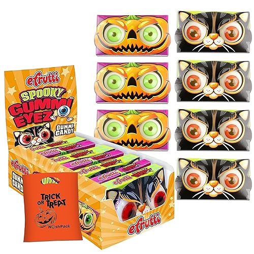 Efrutti Gummy Eyeballs Candy Halloween Paquete de 7 gomitas de caramelo para Halloween truco o trato Caramelos rellenos de gelatina individuales